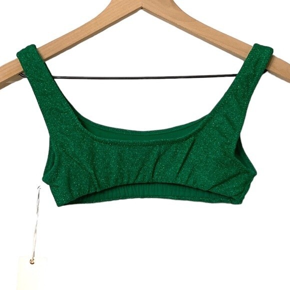 NWT Good American Summer Green sparkly green bikini top. Size 0 (X-Small) - Picture 2 of 8